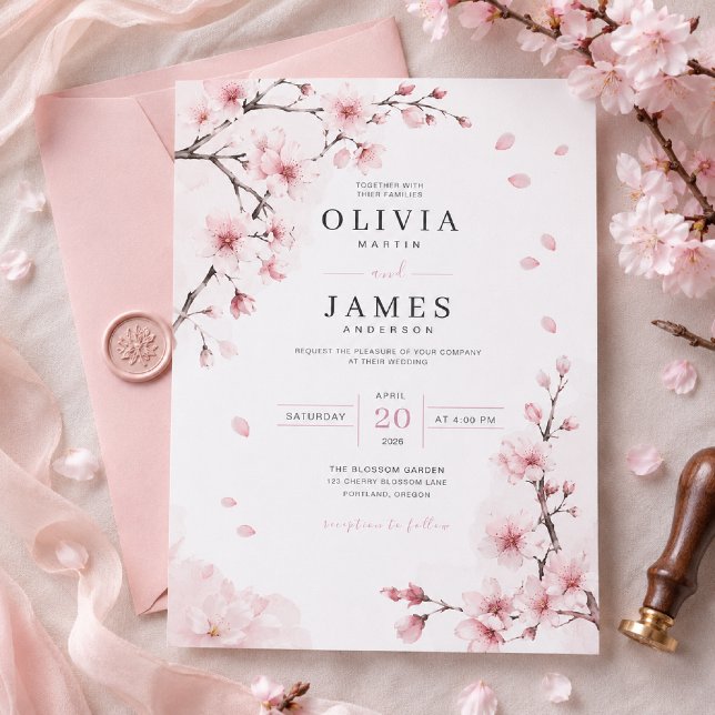 Cherry Blossom Elegance Wedding Invitation (Creator Uploaded)