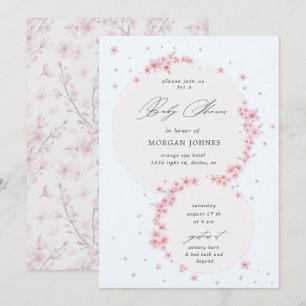 cherry blossom elegant baby shower invitation