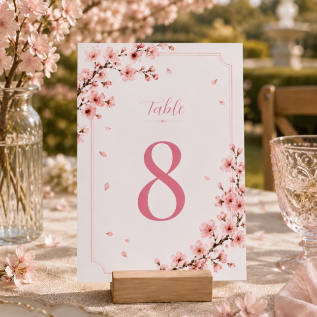 Cherry Blossom Elegant Botanical Pink Spring  Table Number (Creator Uploaded)