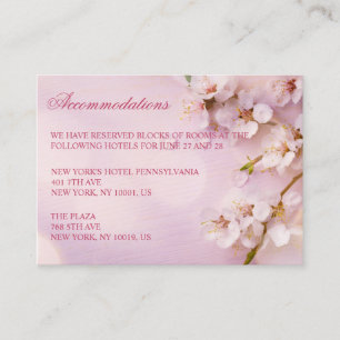Cherry Blossom Élégant Mariage Cartes d'hébergemen