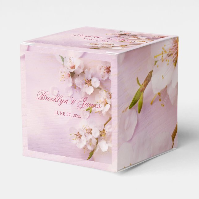 Cherry Blossom Elegant Wedding Favour Box (Front Side)