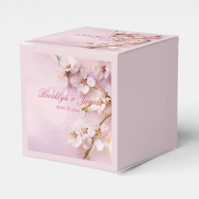 Cherry Blossom Elegant Wedding Favour Boxes (Front Side)