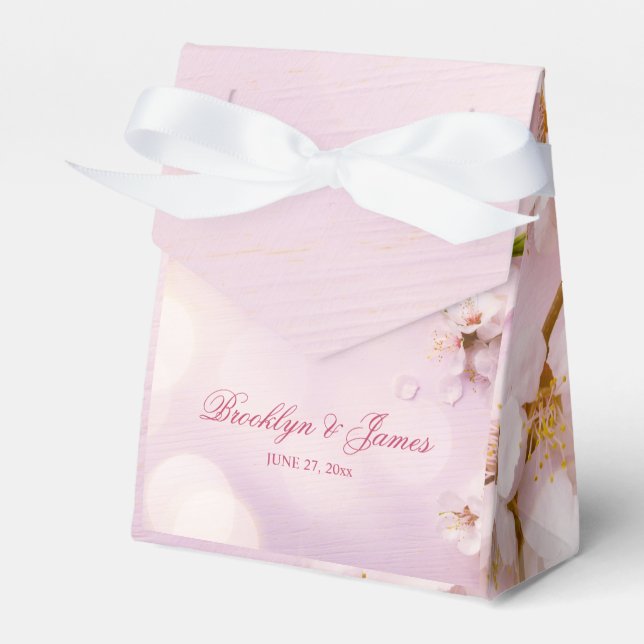 Cherry Blossom Elegant Wedding Favour Boxes (Front Side)