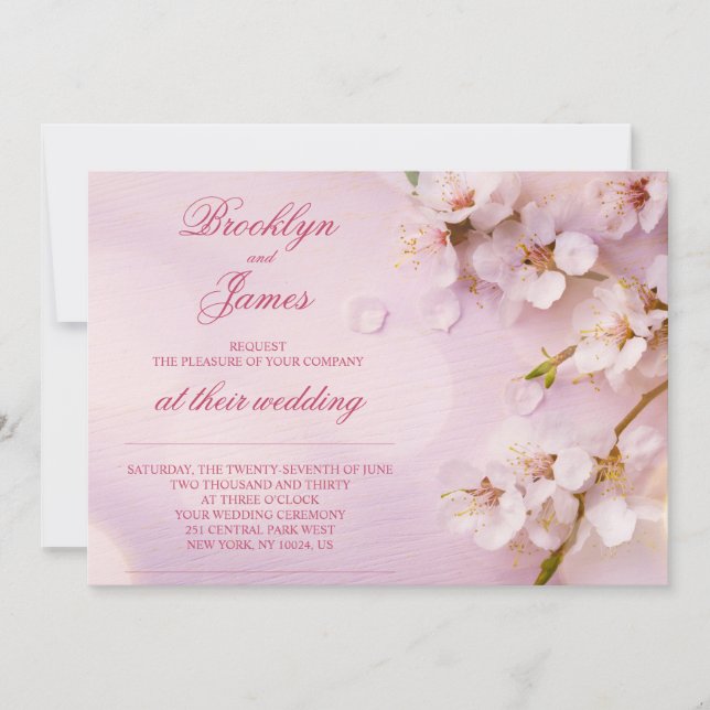 Cherry Blossom Elegant Wedding Invites (Front)