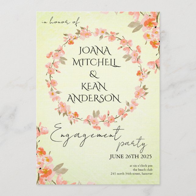 Cherry Blossom Engagement Party Invitation (Front)