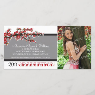 Cherry Blossom Faire-part de graduation (noir)