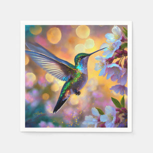Cherry Blossom Fantasy Hummingbird Napkin