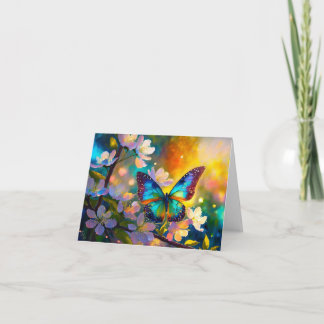 Cherry Blossom Fantasy Sunrise Butterfly Card