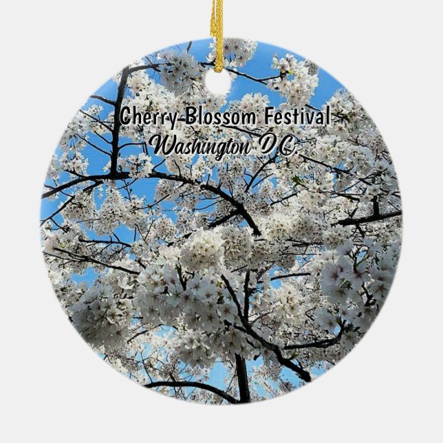 Cherry Blossom Festival Washington D.C. Souvenir Ceramic Ornament (Back)
