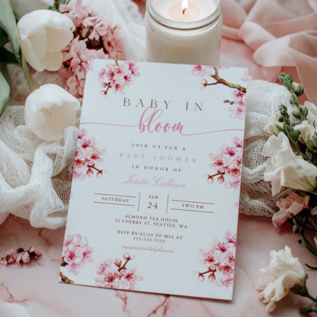 Cherry Blossom Floral Baby Shower Invitation (Creator Uploaded)
