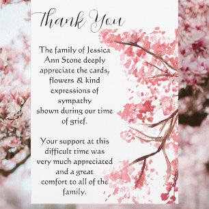 Cherry Blossom Floral Funeral Death Thank you Invitation