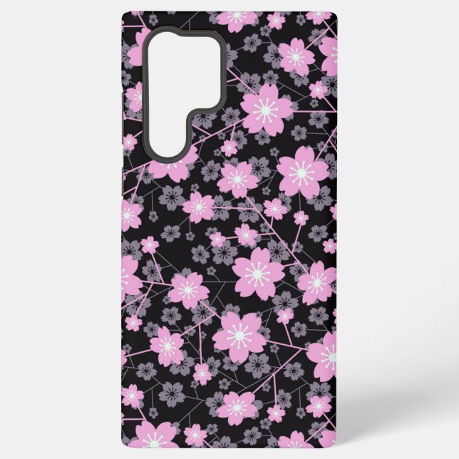 Cherry Blossom floral pattern design Samsung Galaxy S22 Ultra Case (Back)