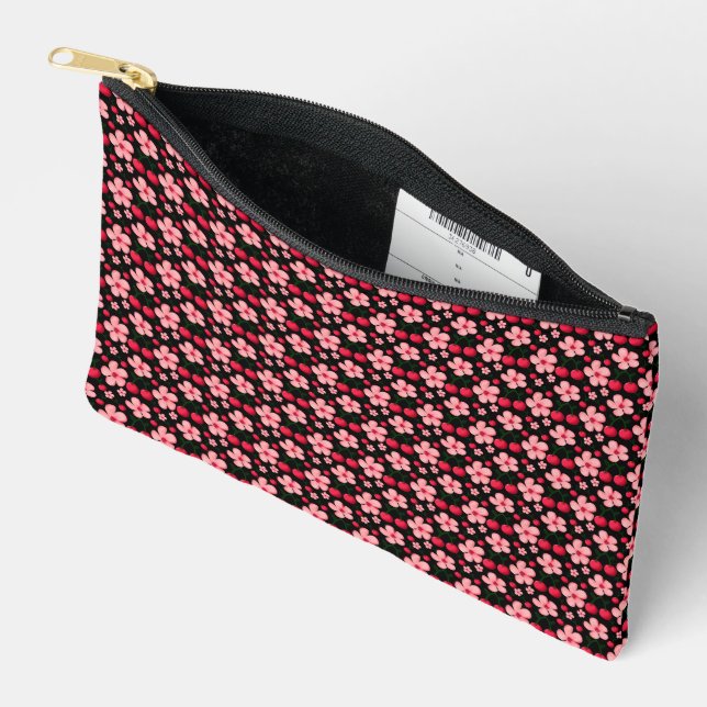 Cherry Blossom Floral Pattern, Pink Flowers  Accessory Pouch (Open)