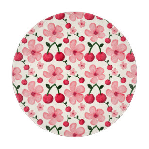 Cherry Blossom Floral Pattern, Pink Flowers  Cutting Board