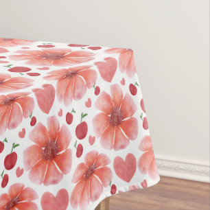 Cherry Blossom Floral Pattern with hearts Tablecloth