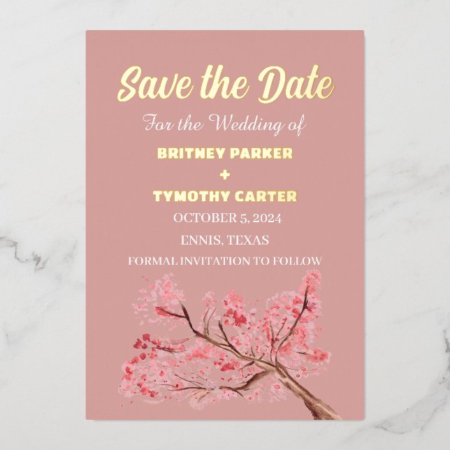 Cherry Blossom Floral Photo QR Code Wedding (Front)