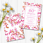 Cherry Blossom Floral Surprise Pink Birthday  Invitation<br><div class="desc">Elegant cherry blossom flower and white rectangle frame with vibrant typography white background birthday invitation.
Can be customized for any age!</div>