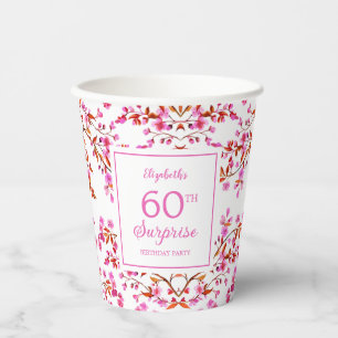 Cherry Blossom Floral Surprise Pink Birthday Paper Cups