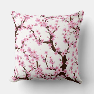 cherry blossom  floral throw pillow