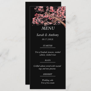 Cherry Blossom Floral Watercolor Wedding Food Menu