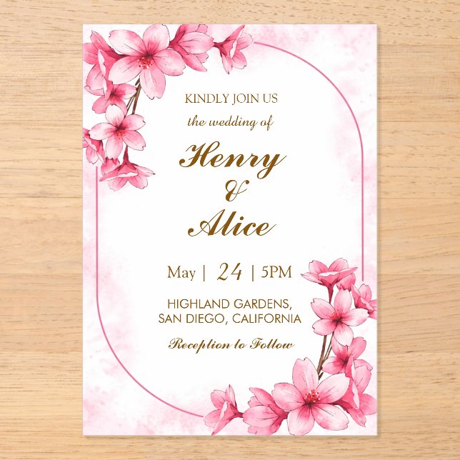 Cherry Blossom Floral Wedding Invitation (Recto)