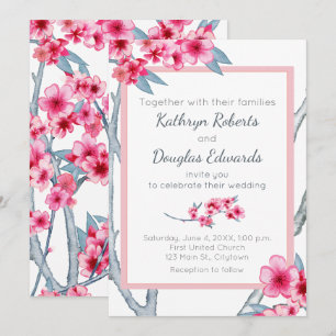 Cherry Blossom Floral Wedding Invitation