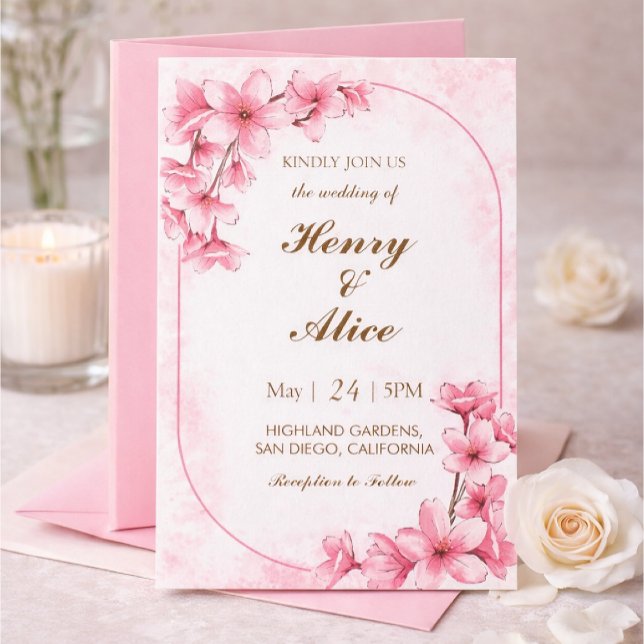 Cherry Blossom Floral Wedding Invitation (Créateur téléchargé)