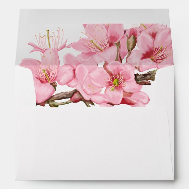 Cherry blossom floral wedding theme envelope (Back (Bottom))