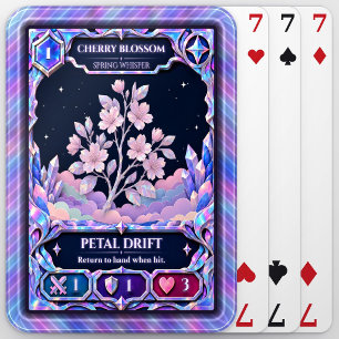Cherry Blossom Flower, Rainbow Foil Art Playing Cards
