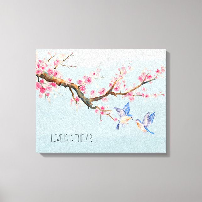 Cherry Blossom Flowers and Birds Canvas Print (Front)