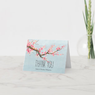 Cherry Blossom Flowers and Birds Thank you Card