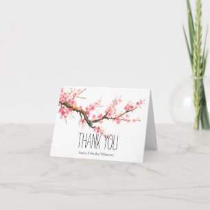 Cherry Blossom Flowers and Birds Thank you Card