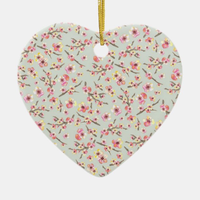 Cherry Blossom Flowers Ceramic Ornament (Front)