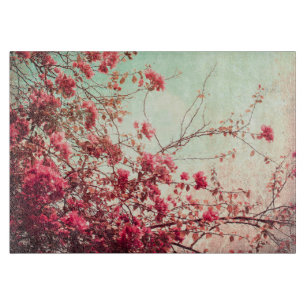Cherry Blossom Flowers Floral Glass Cutting Board