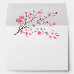 Cherry Blossom Flowers Floral Return Address Envelope