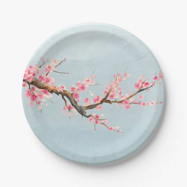 Cherry Blossom Flowers Paper Plate (Front)