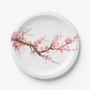 Cherry Blossom Flowers Paper Plate