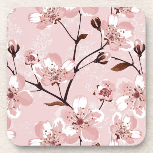 Cherry Blossom Flowers Pattern Coaster