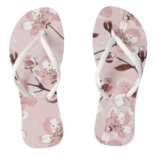 Cherry Blossom Flowers Pattern Flip Flops