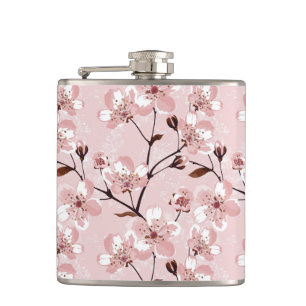 Cherry Blossom Flowers Pattern Hip Flask