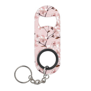 Cherry Blossom Flowers Pattern Keychain Bottle Opener