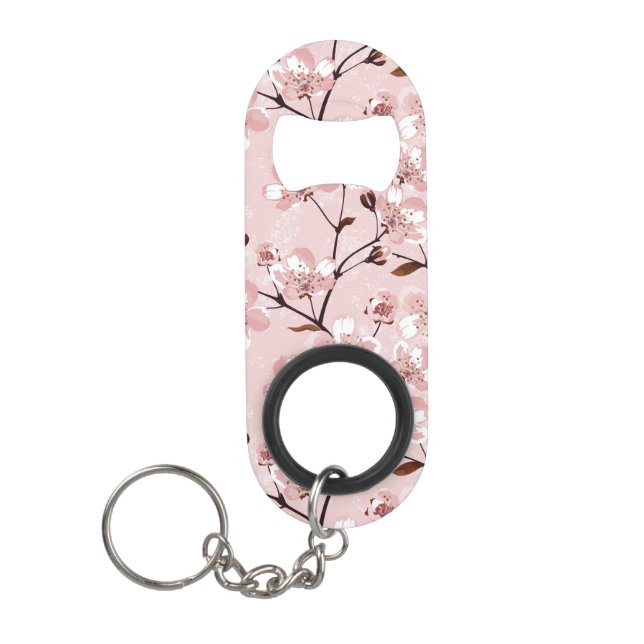 Cherry Blossom Flowers Pattern Keychain Bottle Opener (Front)