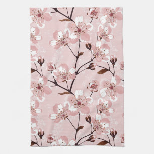 Cherry Blossom Flowers Pattern Kitchen Towel