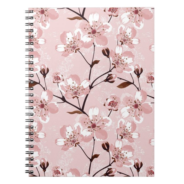 Cherry Blossom Flowers Pattern Notebook (Front)