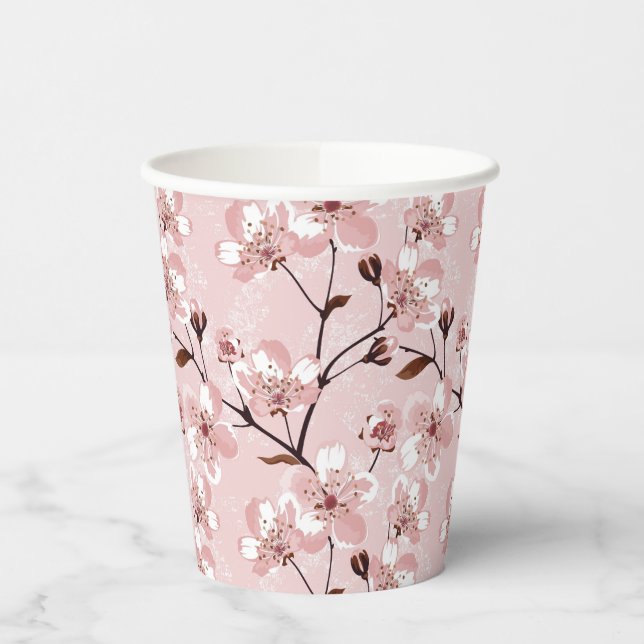 Cherry Blossom Flowers Pattern Paper Cups (Left)
