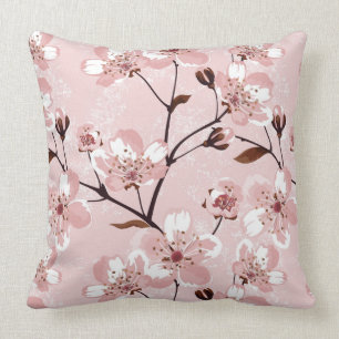 Cherry Blossom Flowers Pattern Throw Pillow