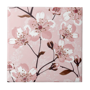 Cherry Blossom Flowers Pattern Tile