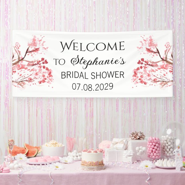 Cherry Blossom Flowers Rustic Bridal Shower Banner (Party)