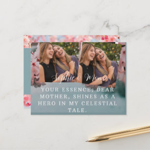 Cherry blossom flowers spring personalized mom's holiday postcard