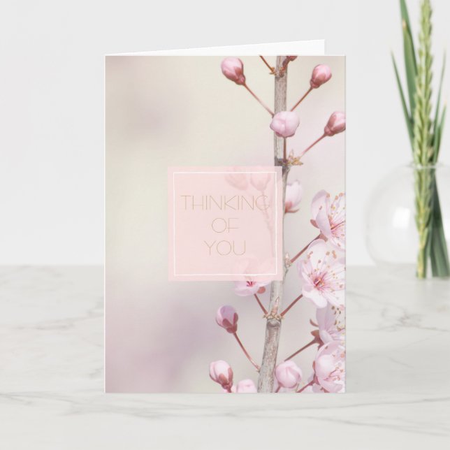 Cherry Blossom Flowers Thinking of you Card (Front)